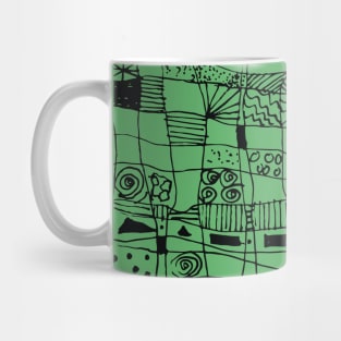 Grid design in scribble design in green Mug